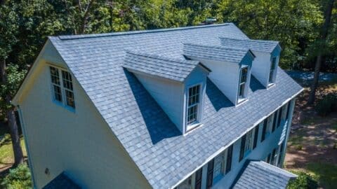 Aerial view of residential home roof by John Hogan Roofing