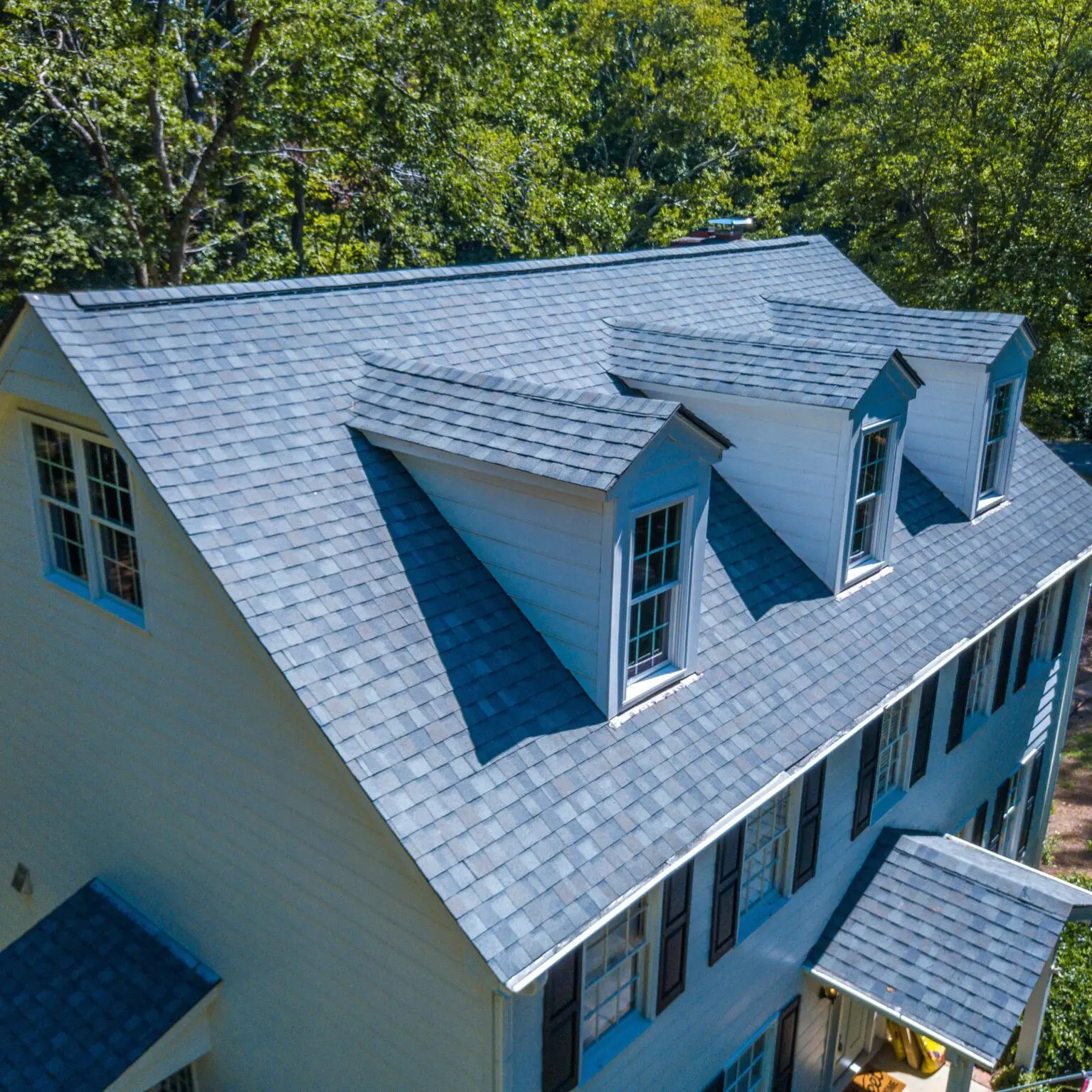 Aerial view of residential home roof by John Hogan Roofing